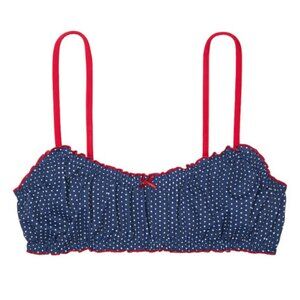 New! Frankie's Bikinis Wonderland Navy Polka Dot Bikini Top 1540